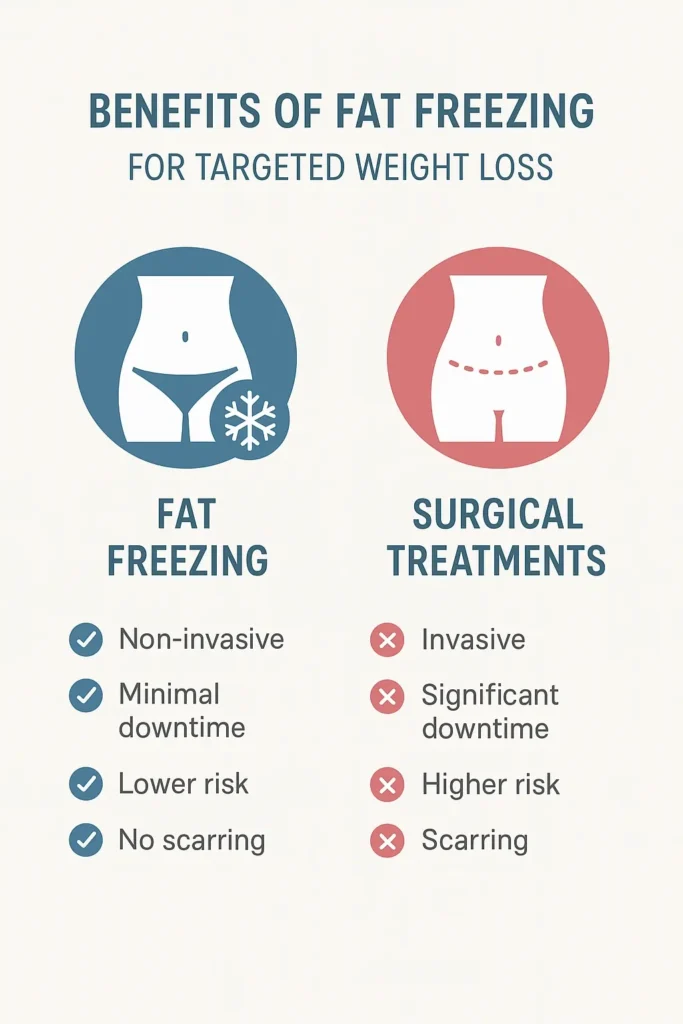 graphic showing the benefits of fat freezing Farnham