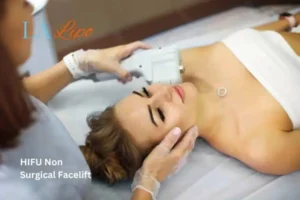 Woman having Hi-Fu to reduce wrinkles Farnham.