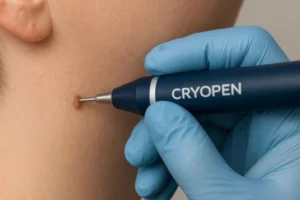 Person receiving skin tag removal Farnham